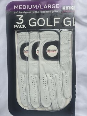 Kirkland Signature White Golf Glove 3-Pack with Black Logo Accents
